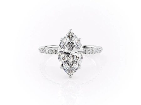 The Pave Eleanor Set With A 4.5 Carat Marquise Moissanite Online now