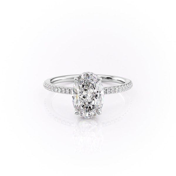 The Pave Margot Set With A 4 Carat Oval Moissanite Online Hot Sale