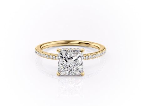 The Pave Margot Set With A 1 Carat Princess Moissanite For Sale