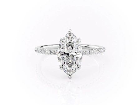 The Pave Ashley Set With A 5 Carat Marquise Moissanite Online now