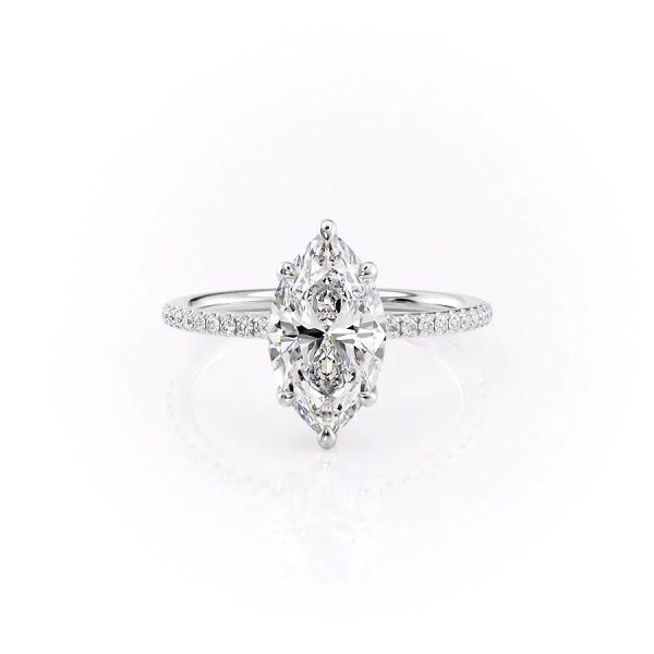 The Pave Ashley Set With A 5 Carat Marquise Moissanite Online now