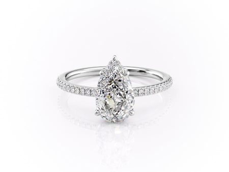 The Pave Margot Set With A 4.5 Carat Pear Moissanite on Sale