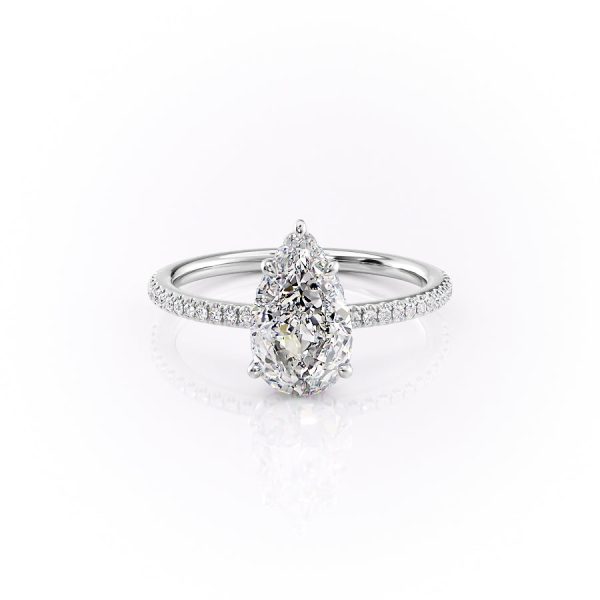 The Pave Margot Set With A 4.5 Carat Pear Moissanite on Sale