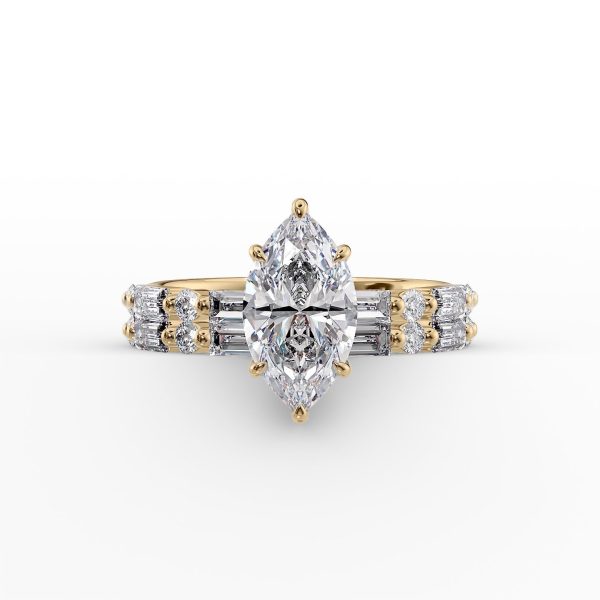 The Patricia Set With A 2.5 Carat Marquise Moissanite For Sale