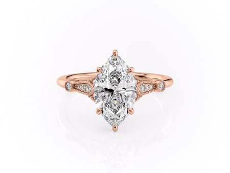 The Stephanie Set With A 4.5 Carat Marquise Moissanite Online Sale