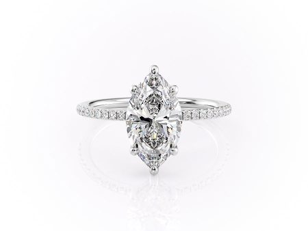 The Pave Sarah Set With A 3.5 Carat Marquise Moissanite Fashion