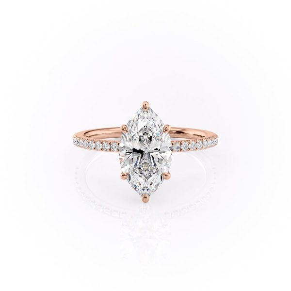 The Pave Luna Set With A 3 Carat Marquise Moissanite Online now