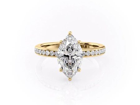 The Marilyn Set With A 3 Carat Marquise Moissanite on Sale