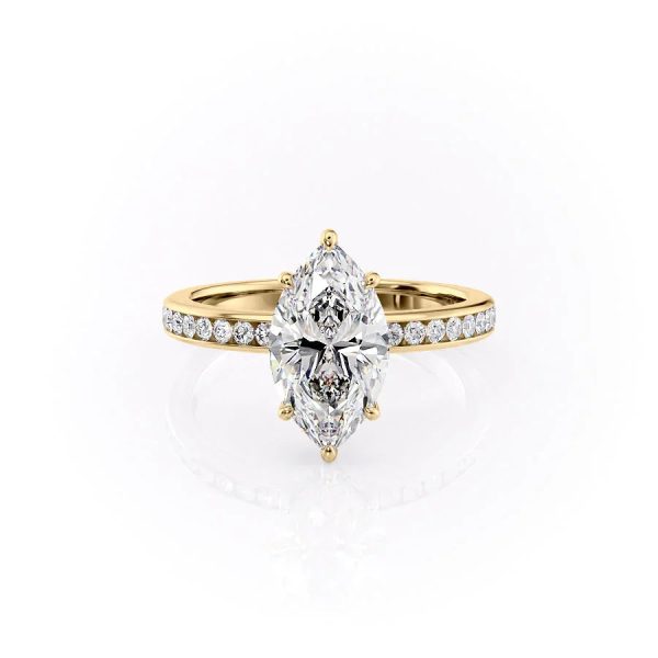 The Marilyn Set With A 3 Carat Marquise Moissanite on Sale