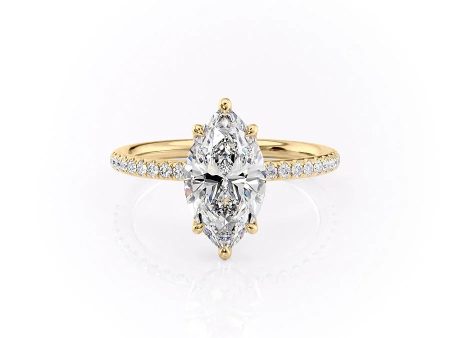 The Pave Alison Set With A 3 Carat Marquise Moissanite Hot on Sale