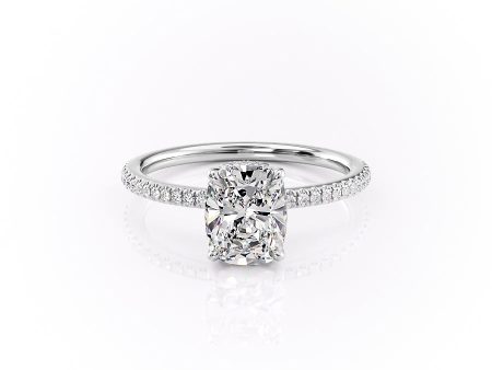 The Pave Margot Set With A 3 Carat Elongated Cushion Moissanite Online Sale