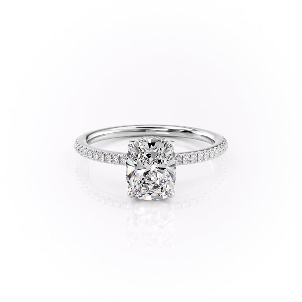 The Pave Margot Set With A 3 Carat Elongated Cushion Moissanite Online Sale