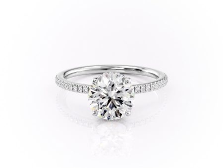 The Pave Margot Set With A 3.5 Carat Round Moissanite For Sale