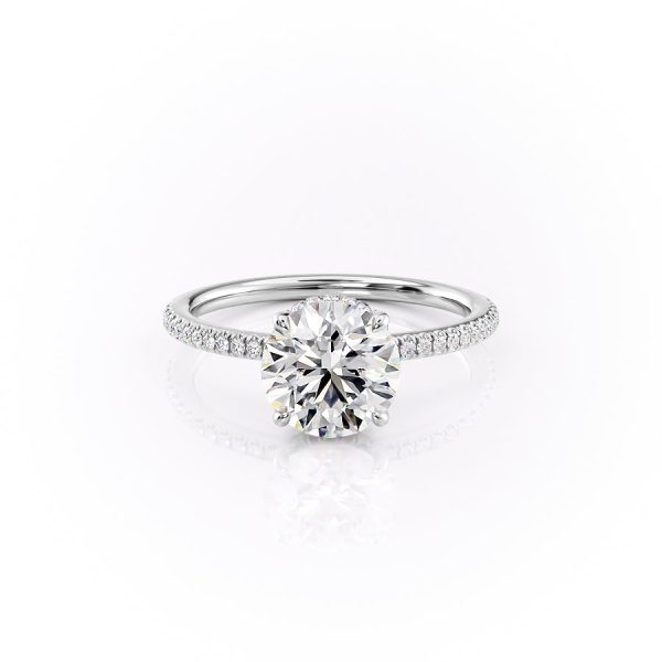 The Pave Margot Set With A 3.5 Carat Round Moissanite For Sale