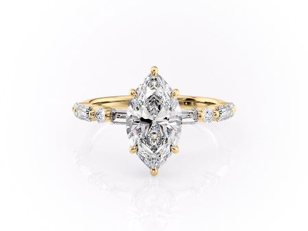 The Patricia Set With A 3.5 Carat Marquise Moissanite For Sale