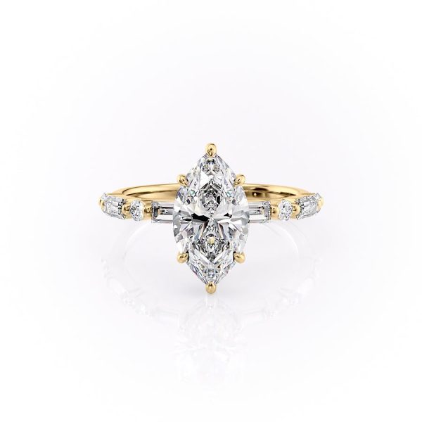 The Patricia Set With A 3.5 Carat Marquise Moissanite For Sale