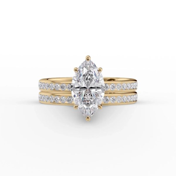 The Marilyn Set With A 3 Carat Marquise Moissanite on Sale