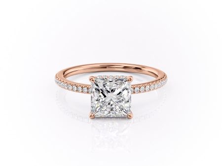 The Pave Margot Set With A 2 Carat Princess Moissanite on Sale