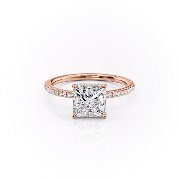 The Pave Margot Set With A 2 Carat Princess Moissanite on Sale