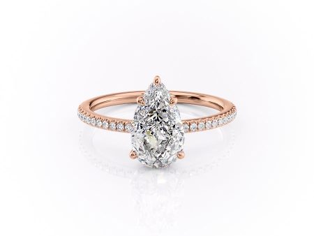 The Pave Margot Set With A 2.5 Carat Pear Moissanite on Sale