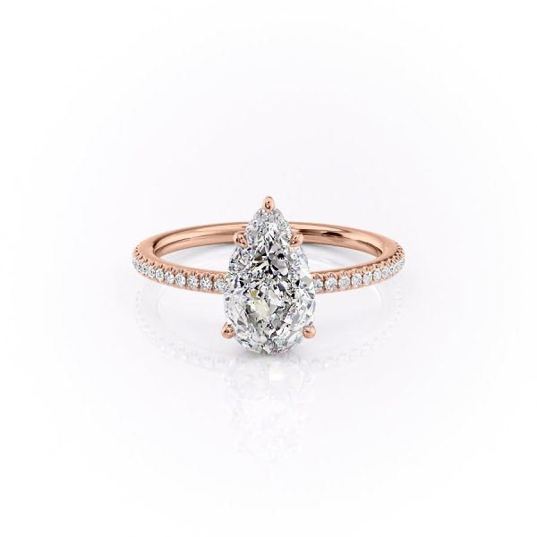 The Pave Margot Set With A 2.5 Carat Pear Moissanite on Sale