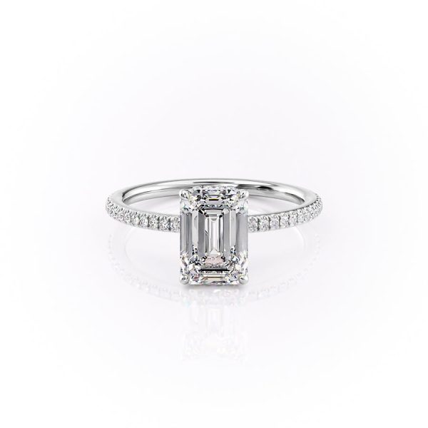 The Pave Margot Set With A 2 Carat Emerald Moissanite For Cheap