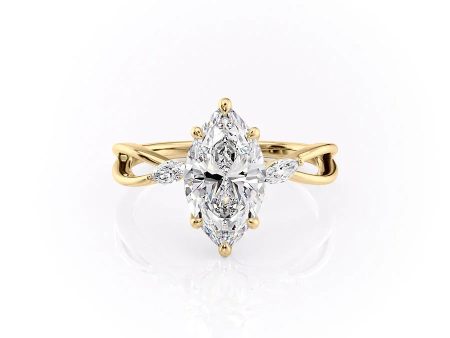 The Kelsey Set With A 5 Carat Marquise Moissanite Hot on Sale