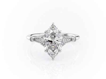 The Stephanie Set With A 4 Carat Marquise Moissanite Sale