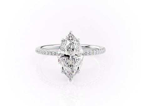 The Pave Lily Set With A 4 Carat Marquise Moissanite on Sale