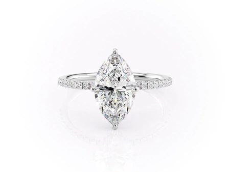 The Pave Crown Kamellie Set With A 4 Carat Marquise Moissanite Discount