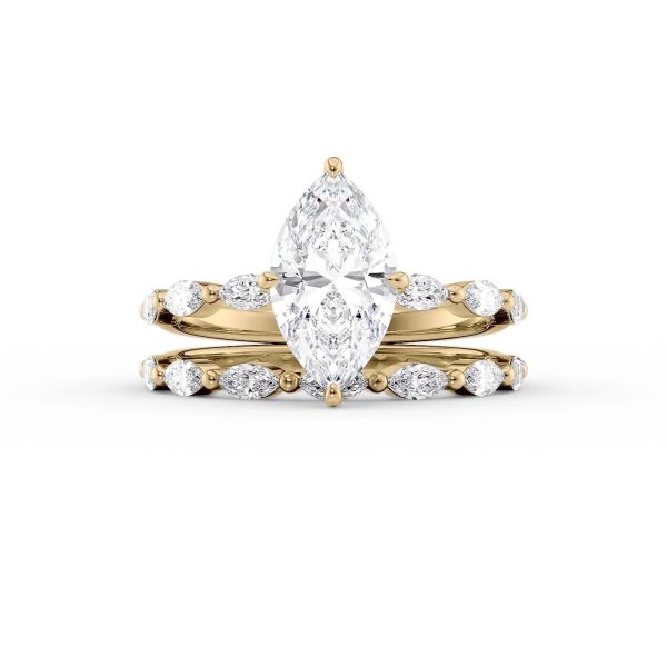 The Lucia Set With A 3.5 Carat Marquise Moissanite For Sale