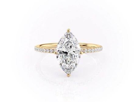 The Pave Crown Kamellie Set With A 3 Carat Marquise Moissanite Sale