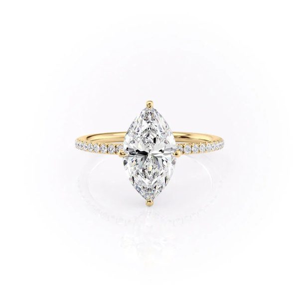 The Pave Crown Kamellie Set With A 3 Carat Marquise Moissanite Sale