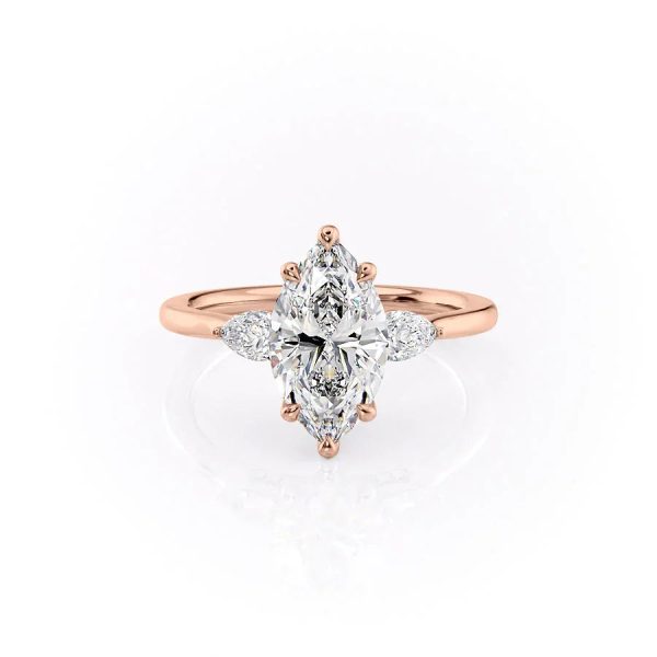 The Megan Set With A 3 Carat Marquise Moissanite For Sale