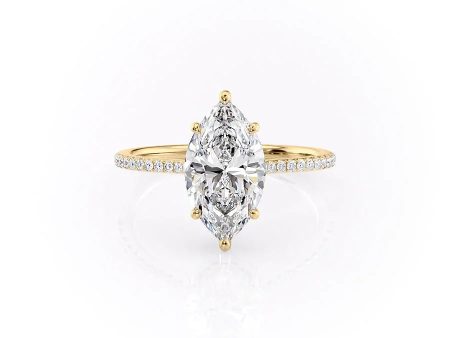 The Pave Maia Set With A 3 Carat Marquise Moissanite For Sale