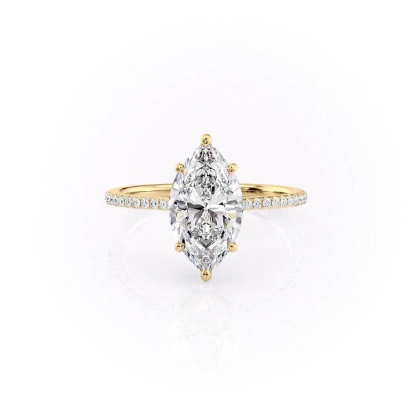 The Pave Maia Set With A 3 Carat Marquise Moissanite For Sale