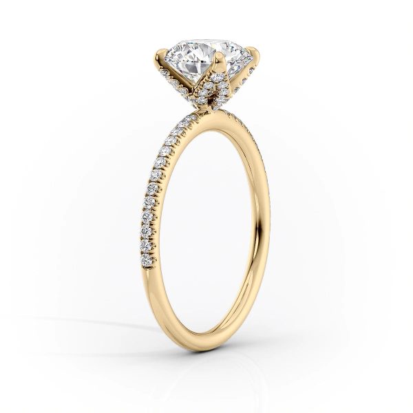 The Pave Petal Kamellie Set With A 3.5 Carat Marquise Moissanite on Sale