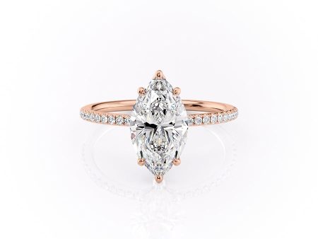 The Pave Lily Set With A 2 Carat Marquise Moissanite Cheap