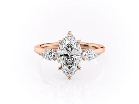 The Lauren Set With A 3 Carat Marquise Moissanite Hot on Sale