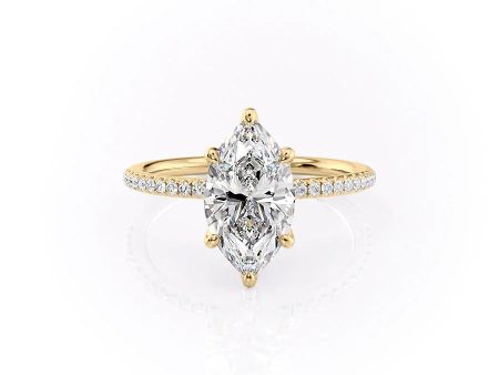 The Pave Petal Kamellie Set With A 5 Carat Marquise Moissanite Online Hot Sale