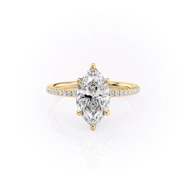 The Pave Petal Kamellie Set With A 5 Carat Marquise Moissanite Online Hot Sale