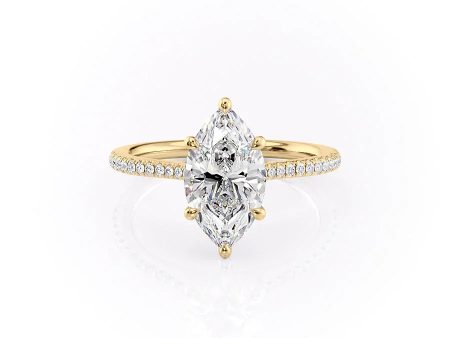 The Pave Lexie Set With A 5 Carat Marquise Moissanite For Cheap