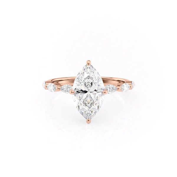 The Lucia Set With A 3 Carat Marquise Moissanite For Sale