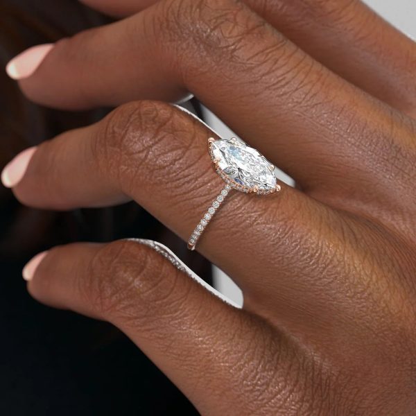 The Pave Maia Set With A 1.5 Carat Marquise Moissanite For Cheap