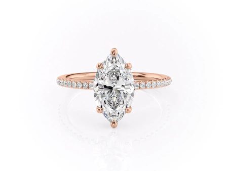 The Pave Ashley Set With A 3 Carat Marquise Moissanite Sale