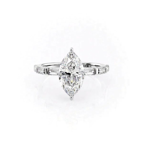 The Hailey Set With A 3.5 Carat Marquise Moissanite Online Sale