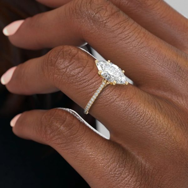 The Pave Lexie Set With A 5 Carat Marquise Moissanite For Cheap