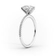 The Pave Petal Kamellie Set With A 3 Carat Marquise Moissanite For Sale