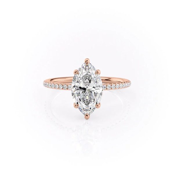 The Pave Ashley Set With A 4 Carat Marquise Moissanite Online Sale