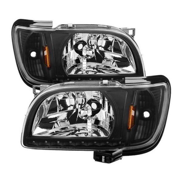 Xtune Crystal Headlights Toyota Tacoma (01-04) [1 Piece] Black or Chrome Trim Corner w  Amber Turn Signal Lights Discount